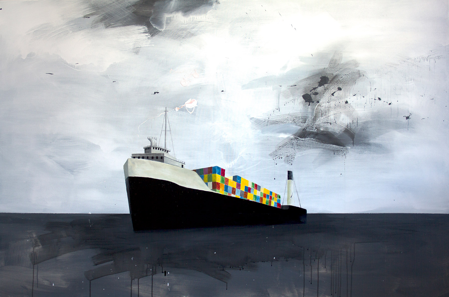 Ship #8, 130x195cm, mixed technique on canvas, 2016