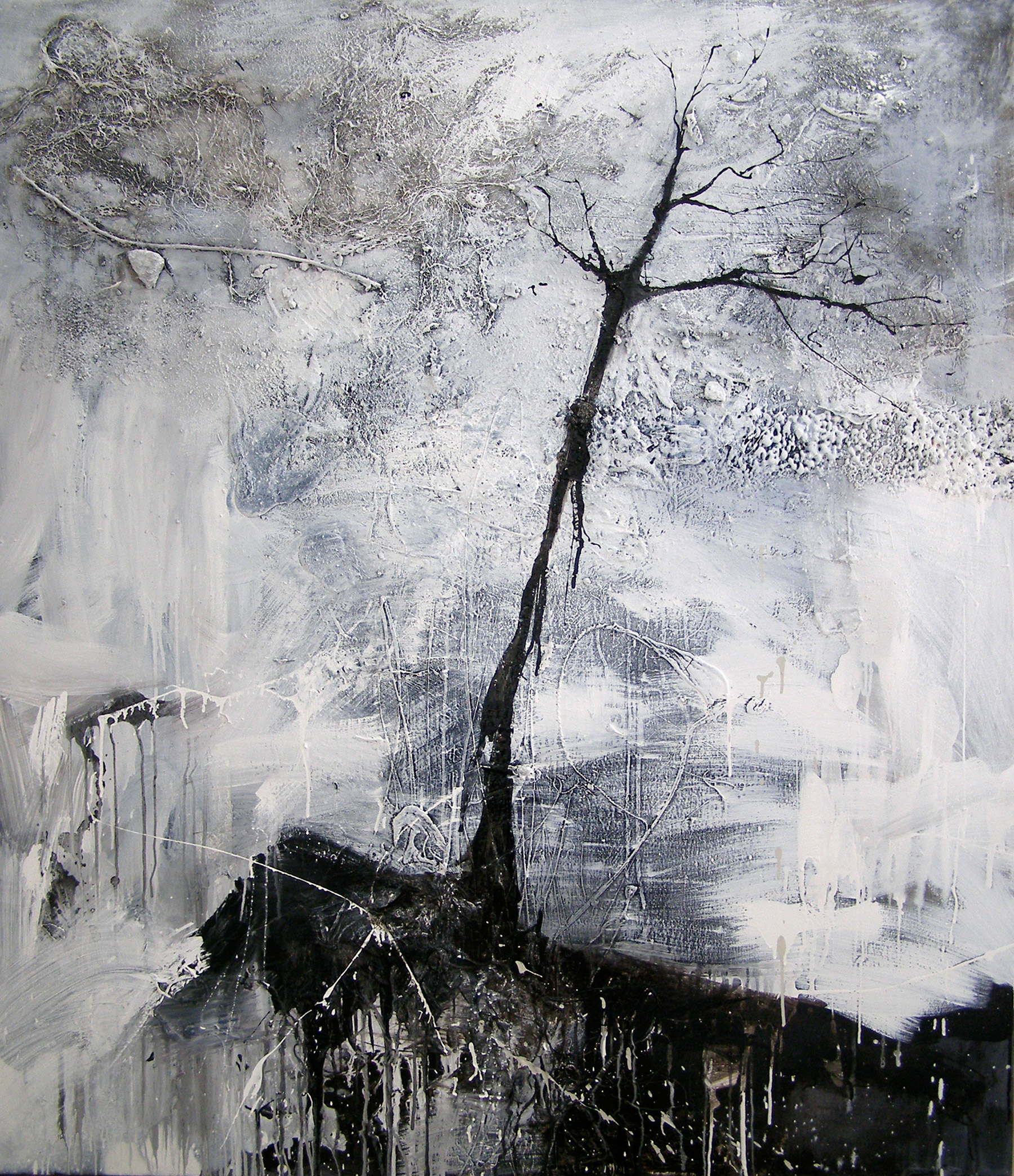 Tree at Night, 150x130cm, Mixed technique on canvas, 2010
