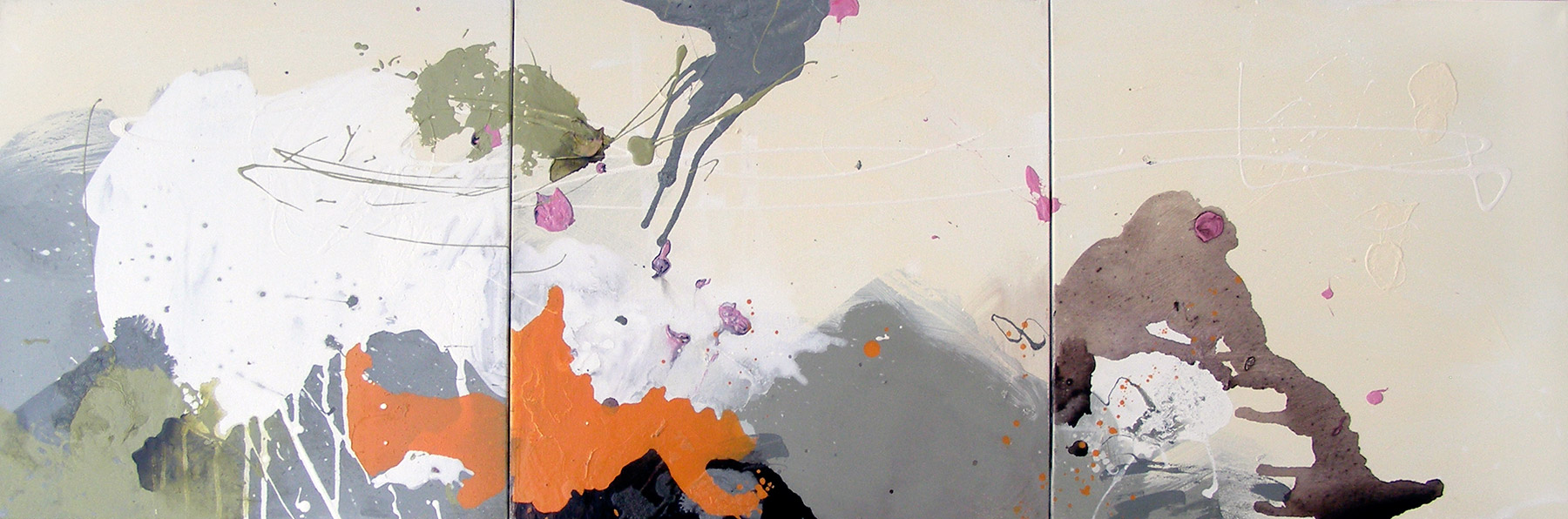 An Abstract triptych, 50x150cm, mixed technique on canvas, 2009