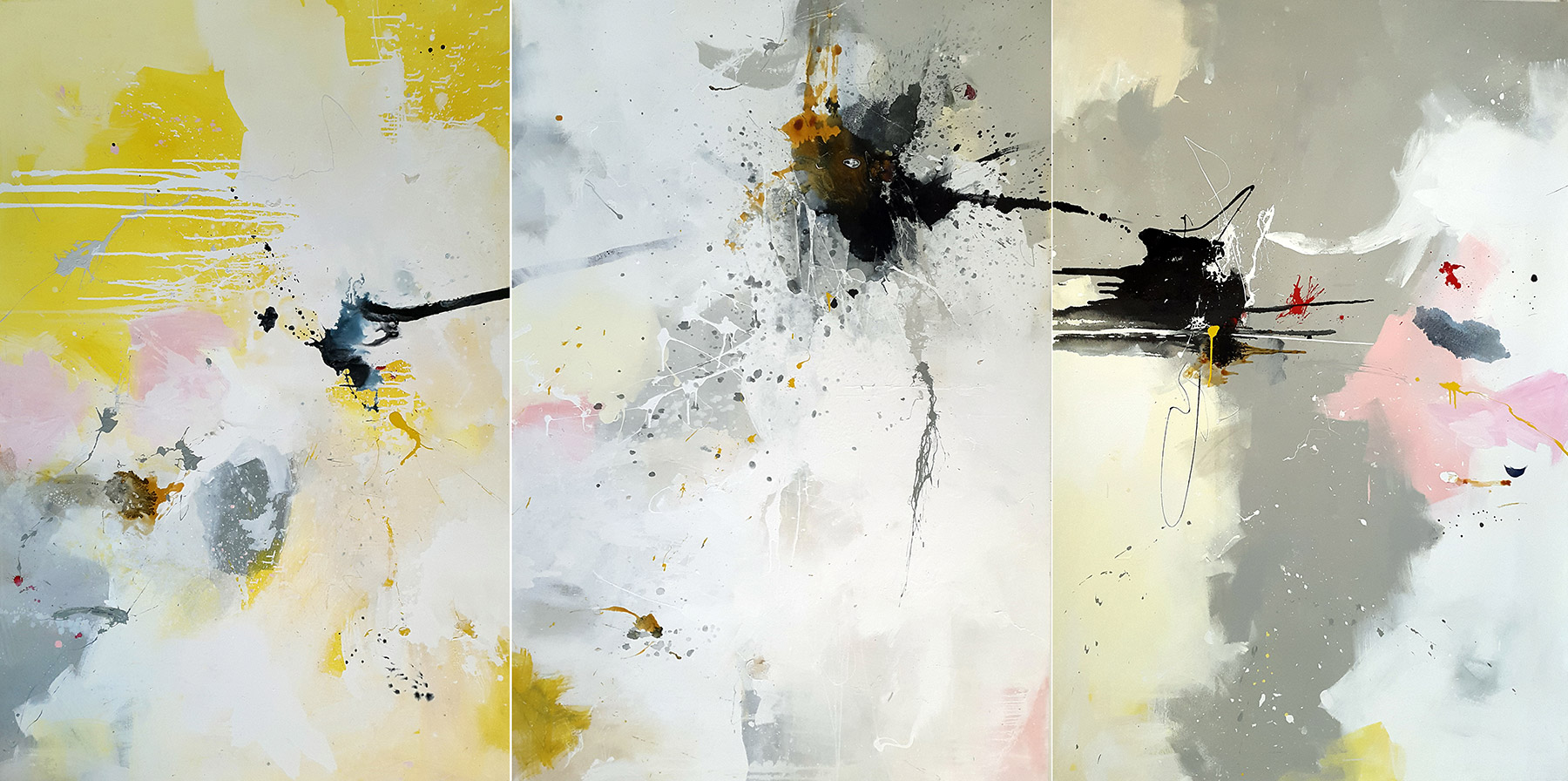 Untitled #48 (triptych) 200x390cm, Mixed technique on canvas, 2015